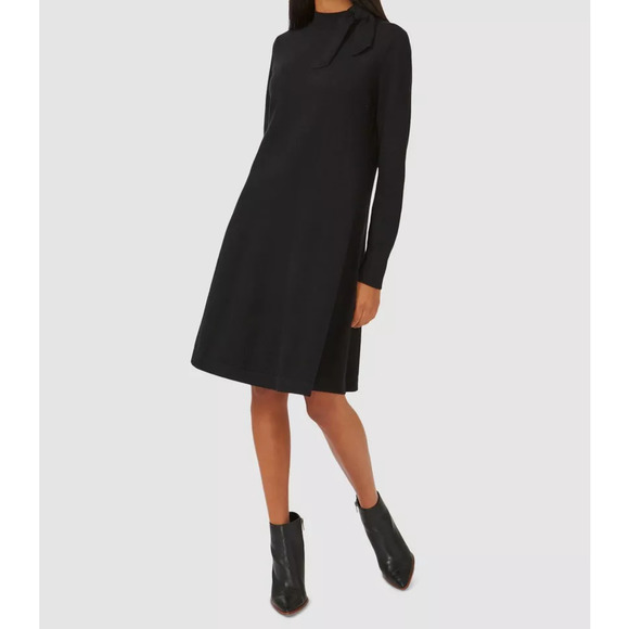 Riley & Rae Black Tie Neck Sweater Dress - Size L - Midi Dress - Picture 2 of 2